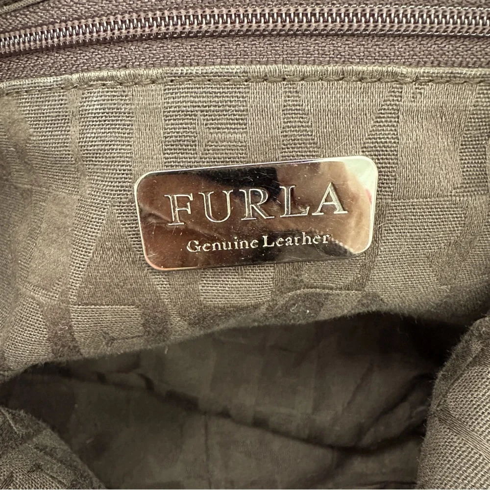 Furla Vintage Pebbled Genuine Leather Hobo Handbag